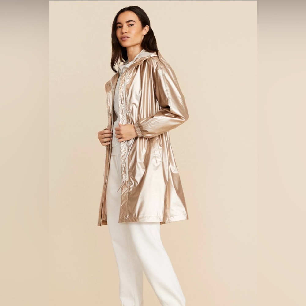 Stylish Gold Women's Hooded Rain Jacket